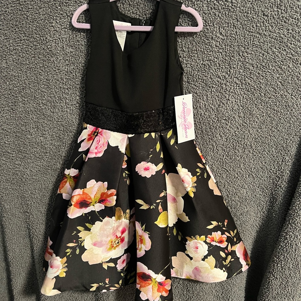 Floral Black Kids Dress